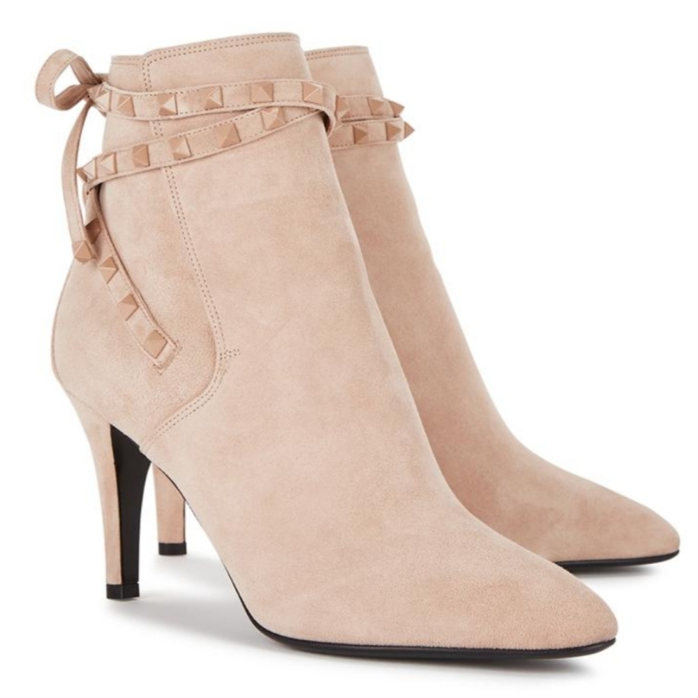 Valentino Gravani Rockstud Suede Booties